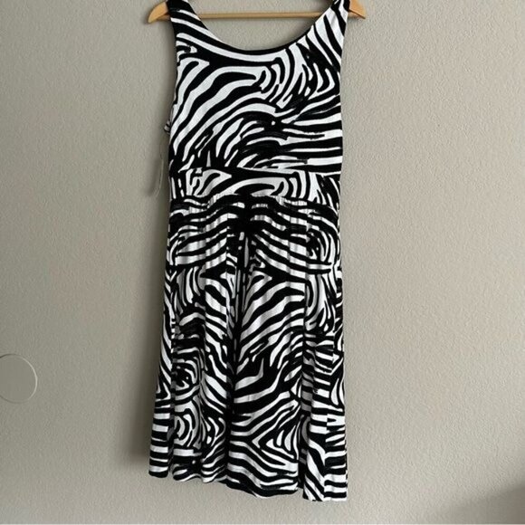 A.N.A. A New Approach Sleeveless Zebra Print Midi Dress Women's Size Large - Picture 2 of 8